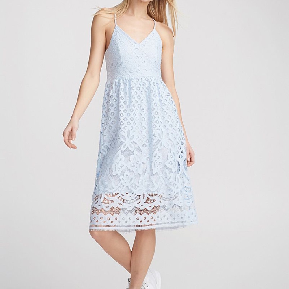 Dex Blue Lace Midi Dress